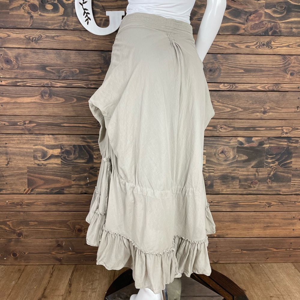 PINKO | Coquette Ruffle Frill Maxi Skirt Soft Sage Green Flowy Made in Italy - Picture 5 of 11